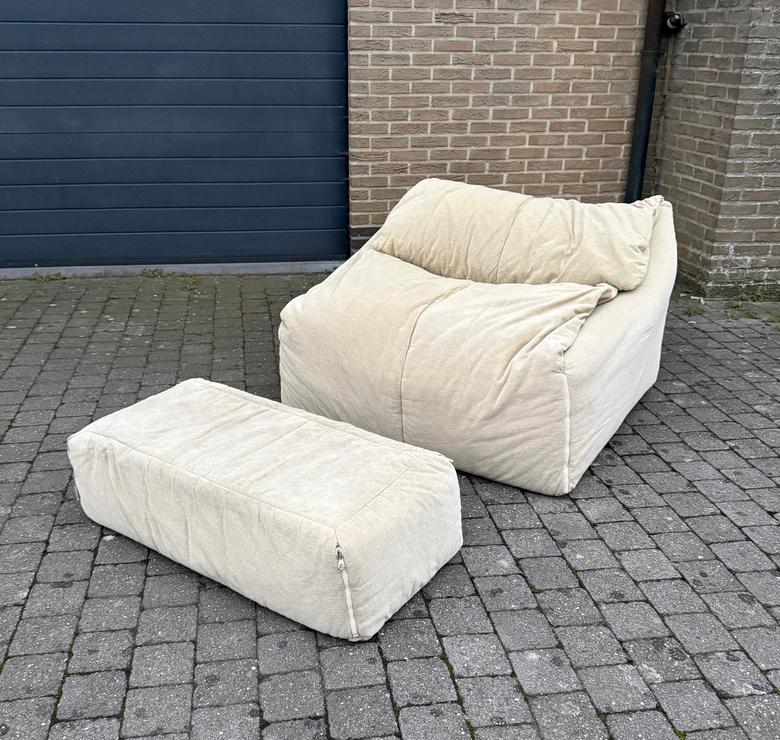 Originele Cinna Plumy Fauteuil met Poef 80s, Huis en Inrichting, Ophalen, Zo goed als nieuw, 75 tot 100 cm, 50 tot 75 cm
