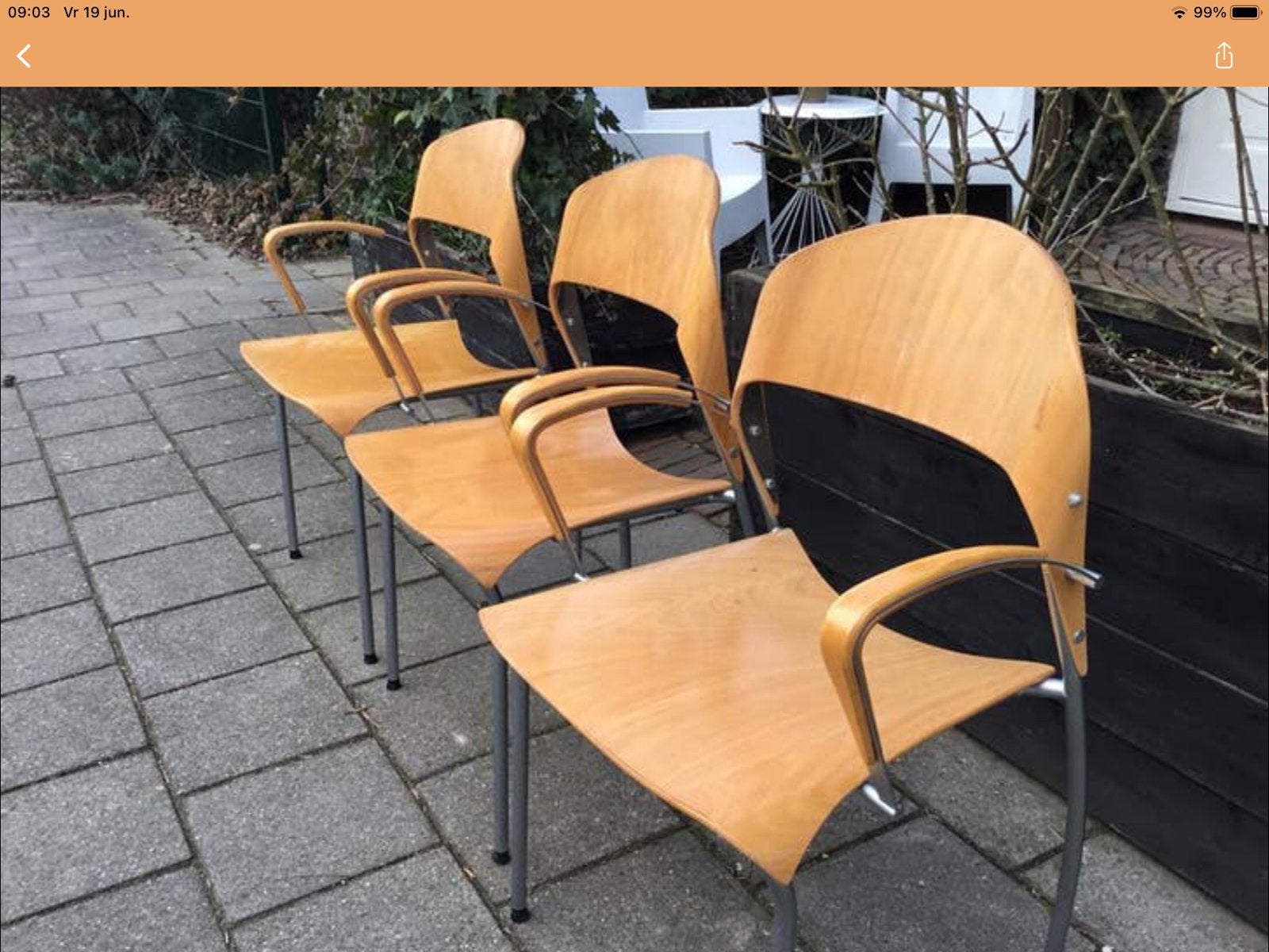 3 vintage plywood stoele., Ophalen of Verzenden, Huis en Inrichting