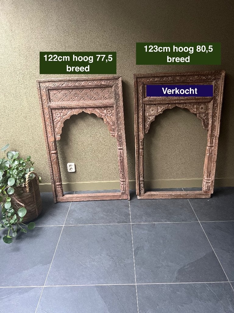 India wandpaneel poortdeur Indiase houtsnijwerk paneel deur, Huis en Inrichting, Verburgt Vintage, 122 cm, Boho, Hout