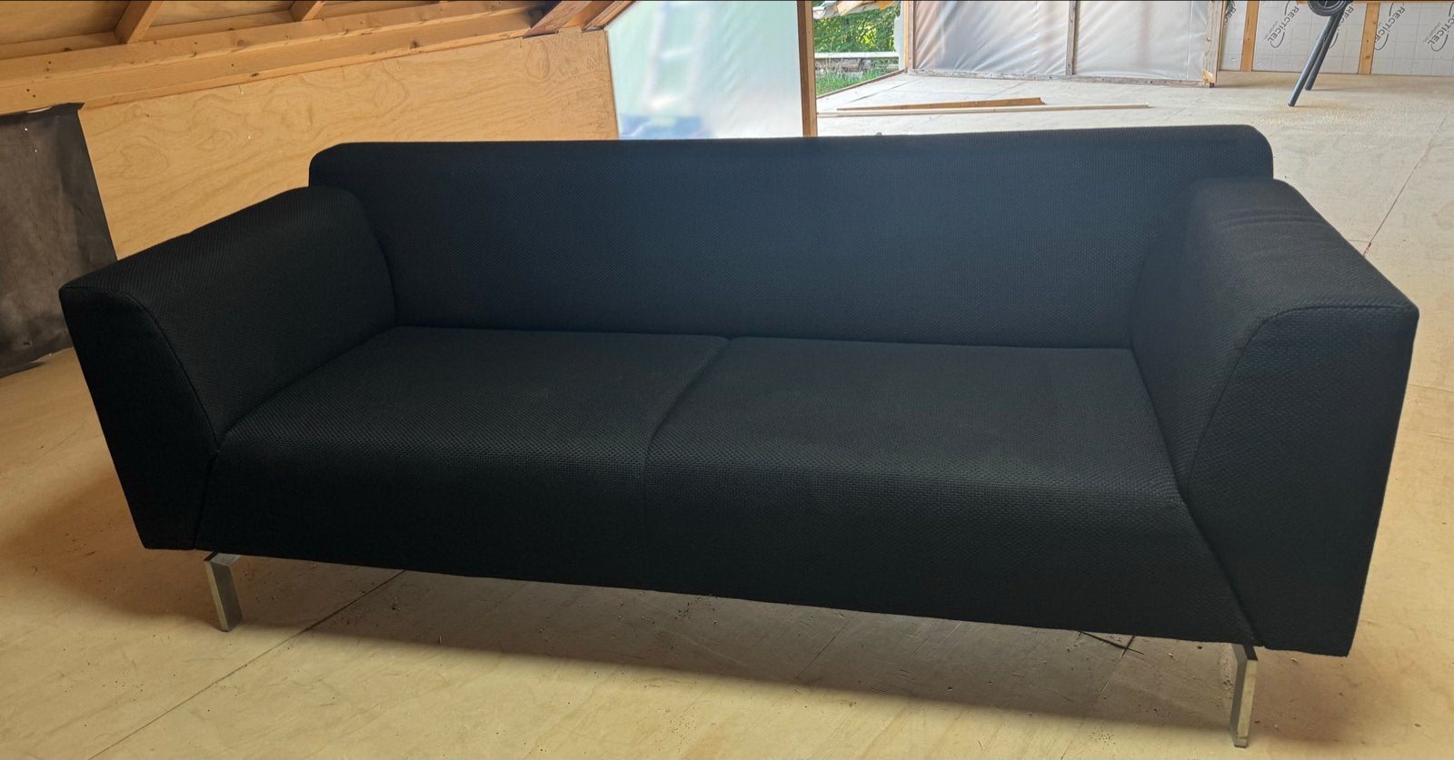 Rolf Benz 2-zitsbank - Zwart, Stof, als nieuw, Ophalen, 75 tot 100 cm, Rechte bank, Stof