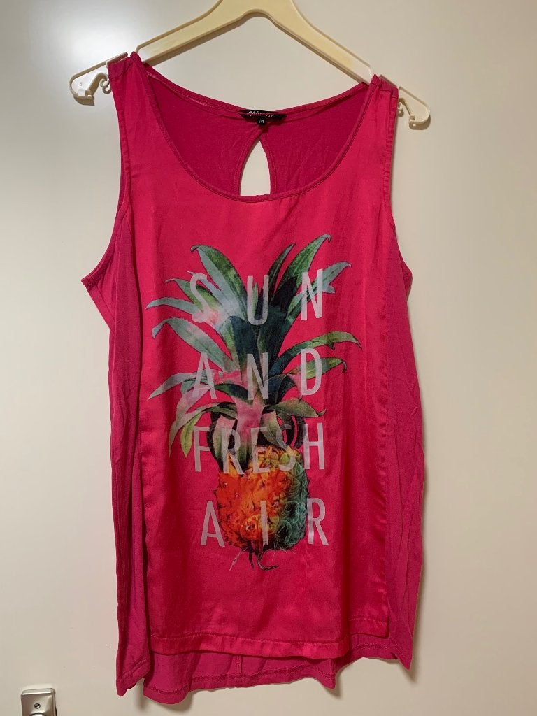 Roze mouwloos dames t’shirt met opdruk maat M, Maat 38/40 (M), Ophalen of Verzenden, Zo goed als nieuw, Zonder mouw