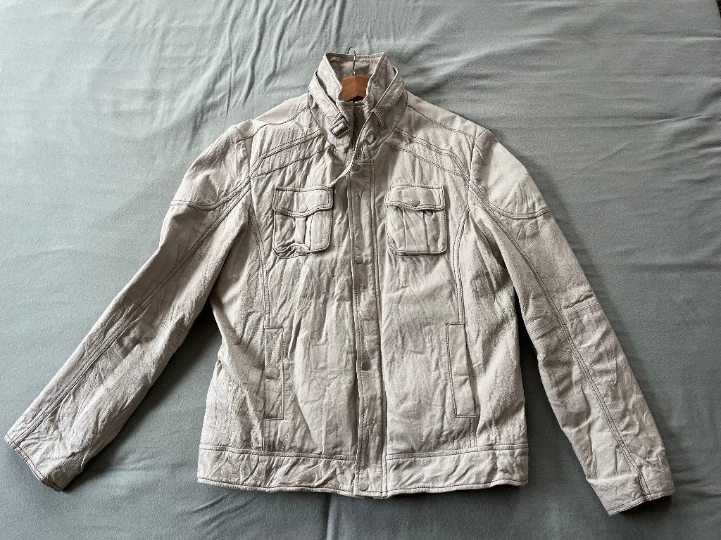 Creme leren jas, Ophalen of Verzenden, Nieuw, Maat 52/54 (L), Overige kleuren