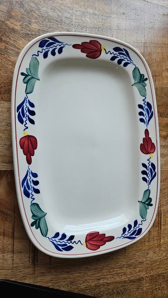 Boerenbont schaal 25x18cm - Boch Frères, Gebruikt, Ophalen of Verzenden, Schaal of Schalen, Aardewerk