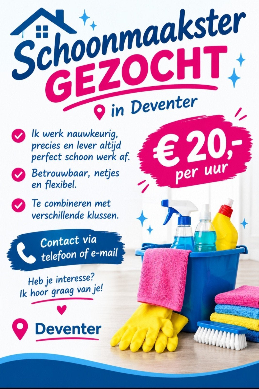 U schoonmaakster zoeken in Deventer?, Vacatures, Overige niveaus, Overige vormen