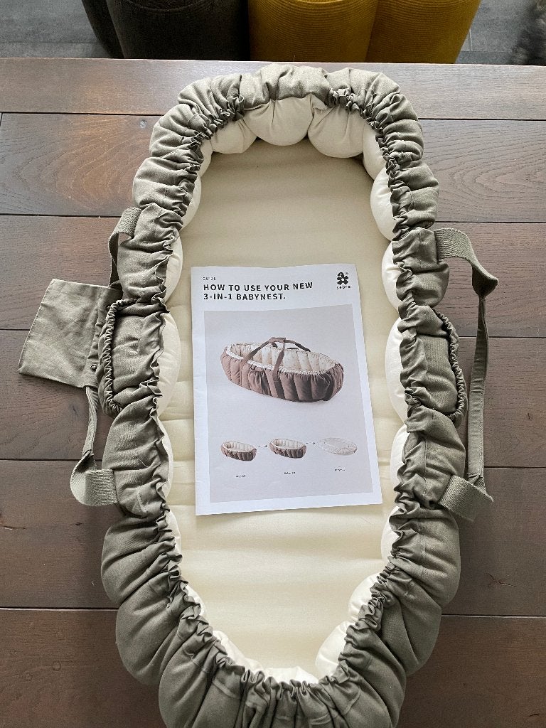 3-in-1 Sebra babynestje olive groen zgan, Ophalen, Zo goed als nieuw, Overige typen