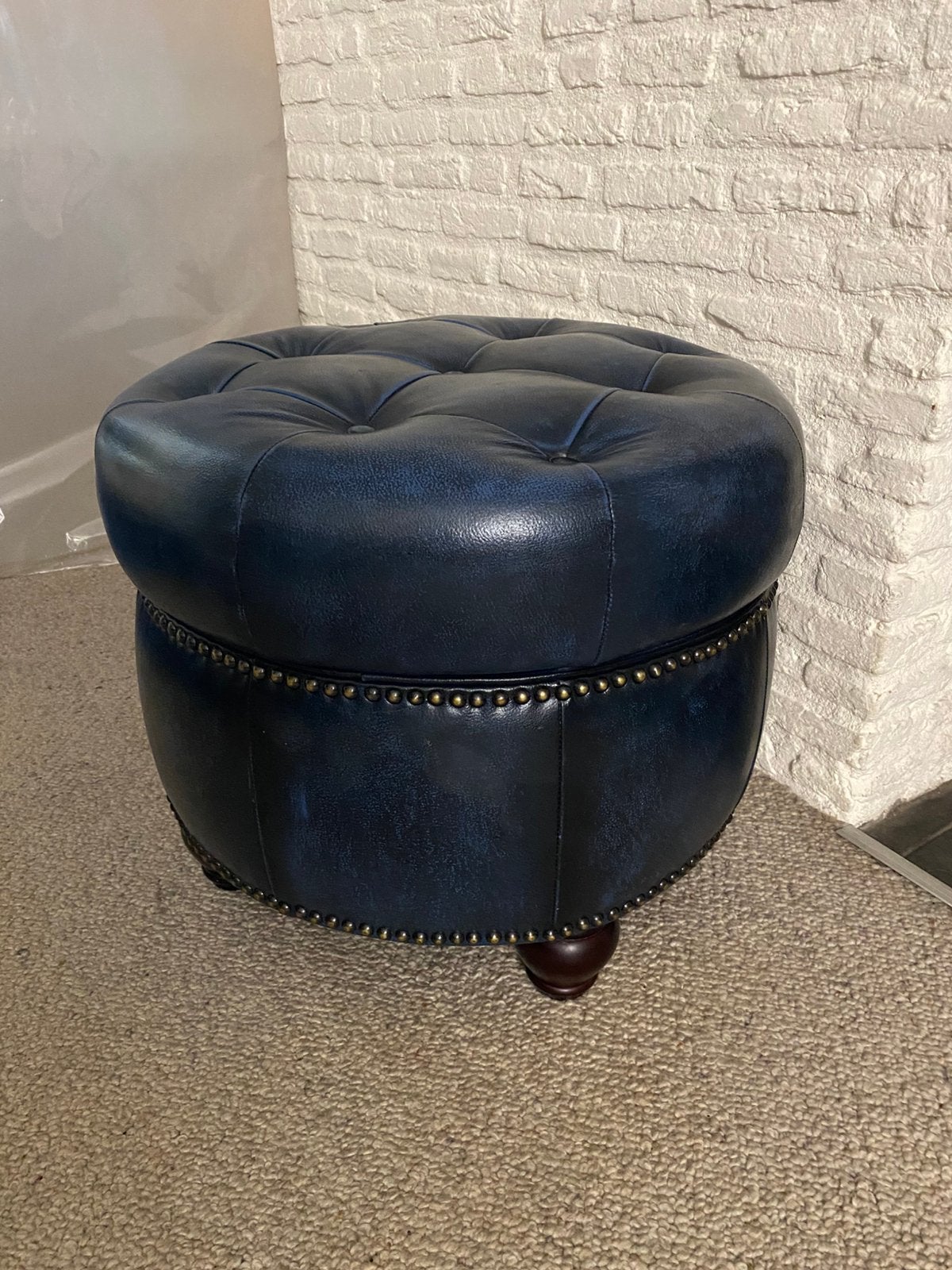 Chesterfield voetenbank / poef / hocker, Ophalen, Minder dan 50 cm, 125 cm of meer, Rond