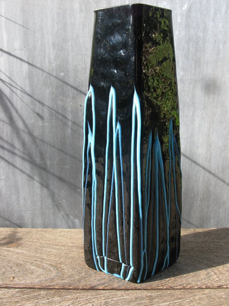 VAAS STUDIOGLAS HANDGEMAAKT/MONDGEBLAZEN, 31 cm, Blauw, Ophalen of Verzenden, Handgemaakt