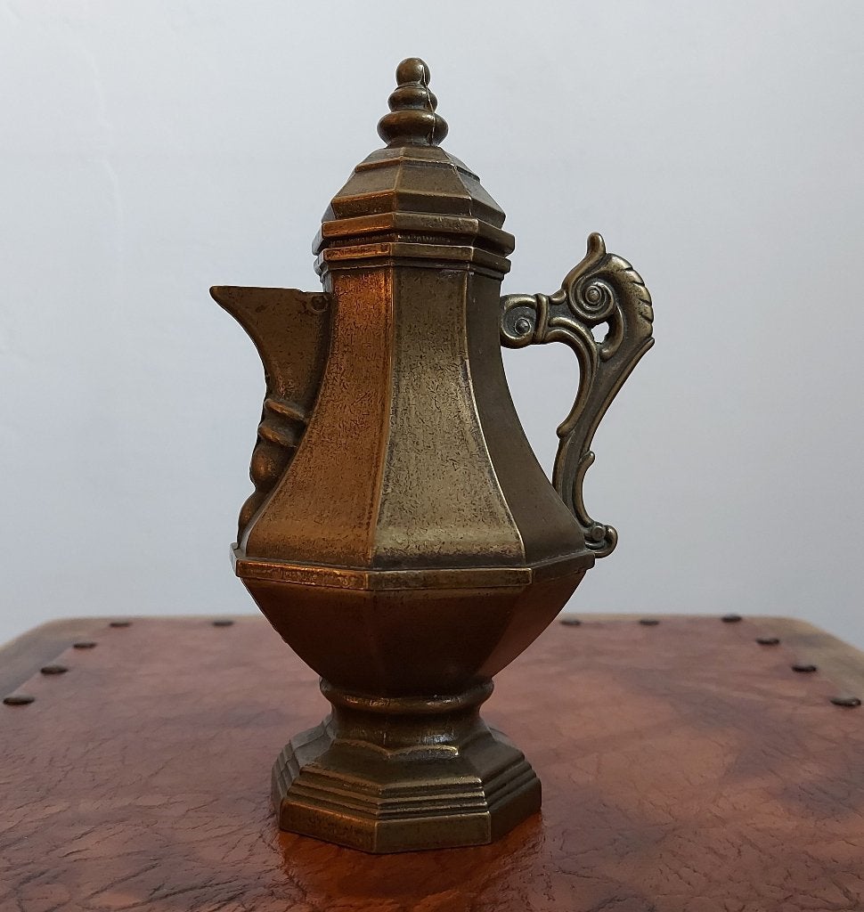 Nostalgische koperen schenkkan met deksel, Antiek en Kunst, Antiek | Koper en Brons, Ophalen of Verzenden, Koper