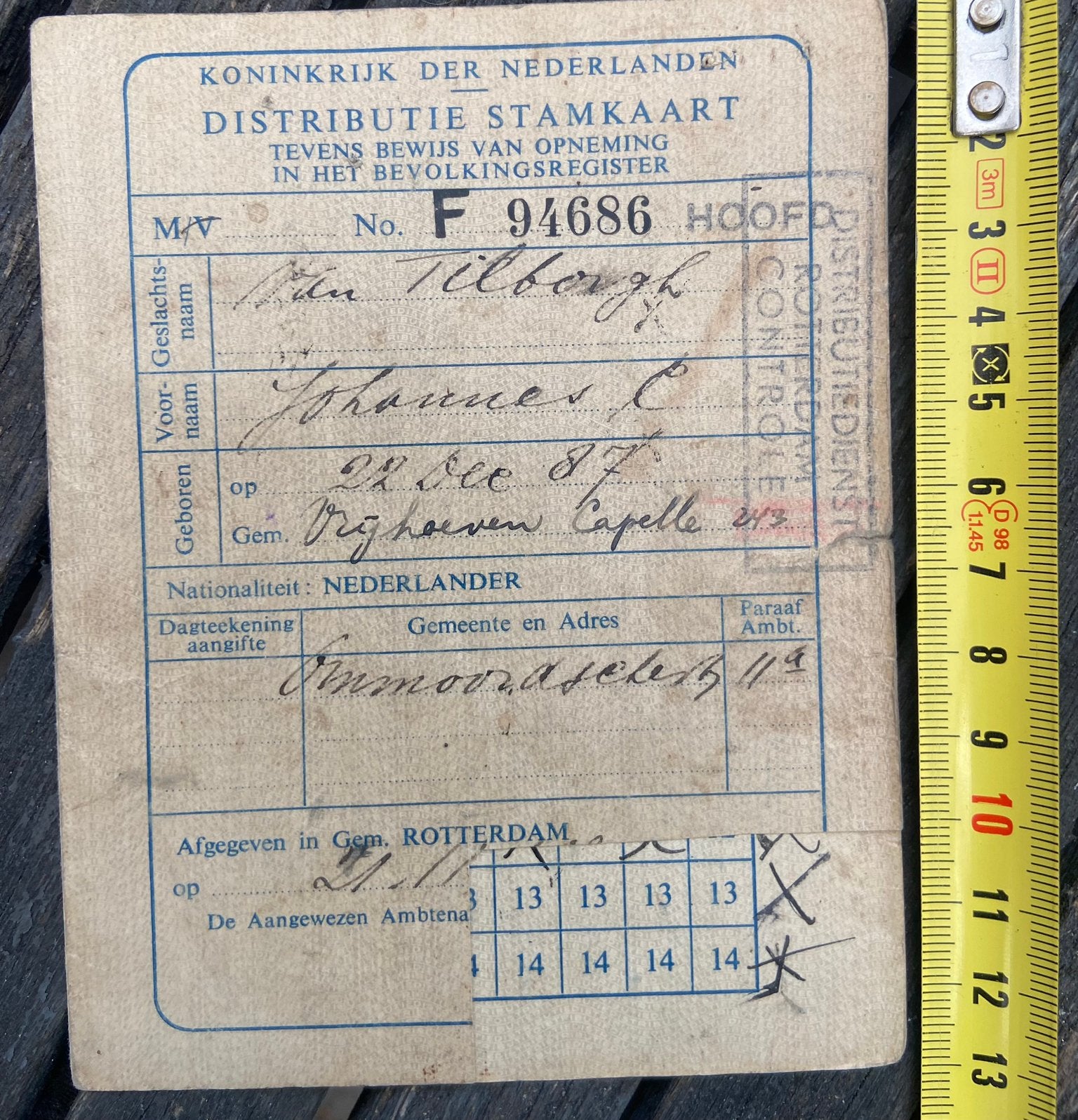 Or NL stamkaart Rotterdam Vrijhioeven Capelle 1939 1840, Verzenden, Nederland, Foto of Poster