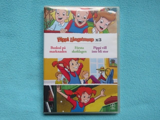 Zweedse DVD box: 3 tekenfilms Pippi Långstrump A. Lindgren, Europees, Tekenfilm, Alle leeftijden, Import