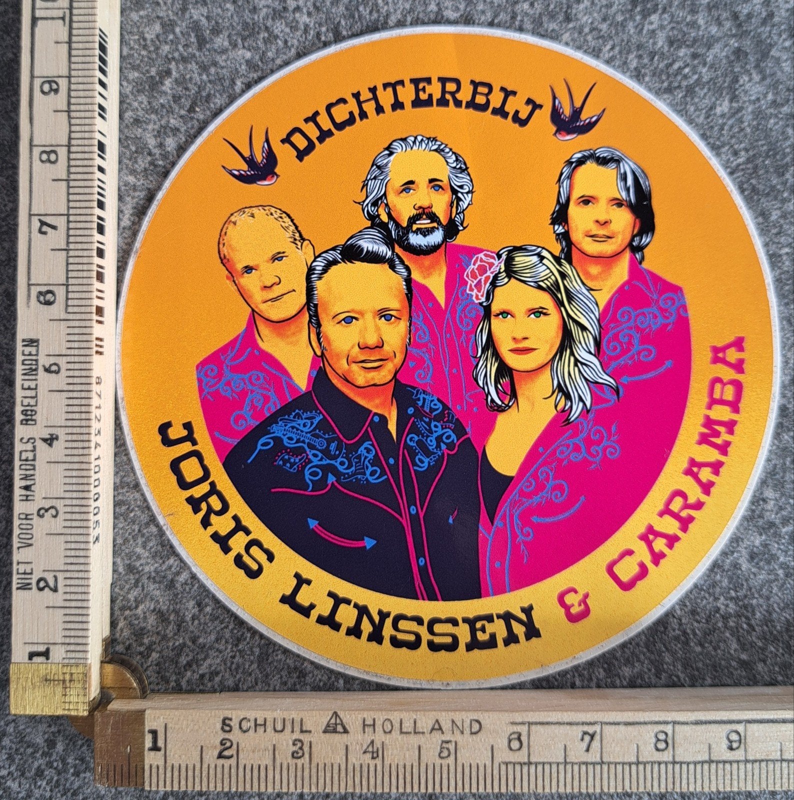 sticker Dichterbij Joris Linssen en Caramba  band, Ophalen of Verzenden, Zo goed als nieuw