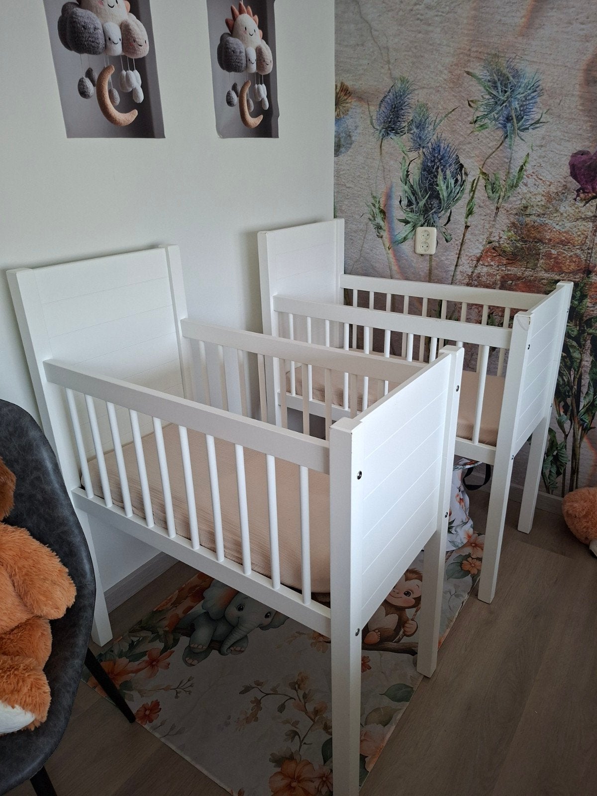 Twee babybedjes 80x40 cm met matras - ideaal voor tweeling, Ophalen of Verzenden
