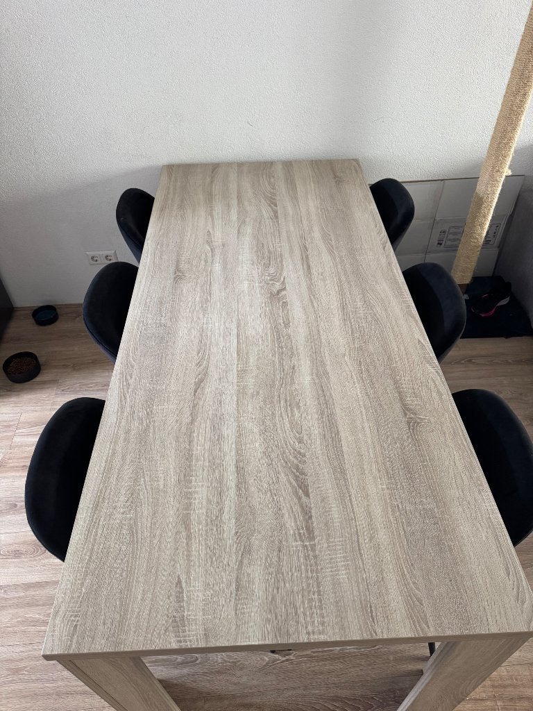 Eetkamertafel + stoelen, Ophalen, Gebruikt, 4 tot 6 stoelen