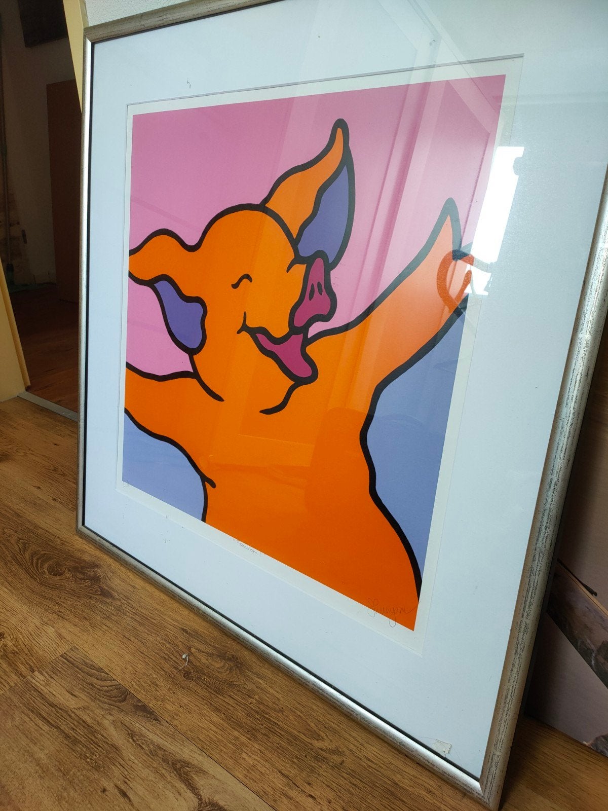 Kunstwerk Shunyam met lijst Lachende Varken (Arthur), Antiek en Kunst, Ophalen