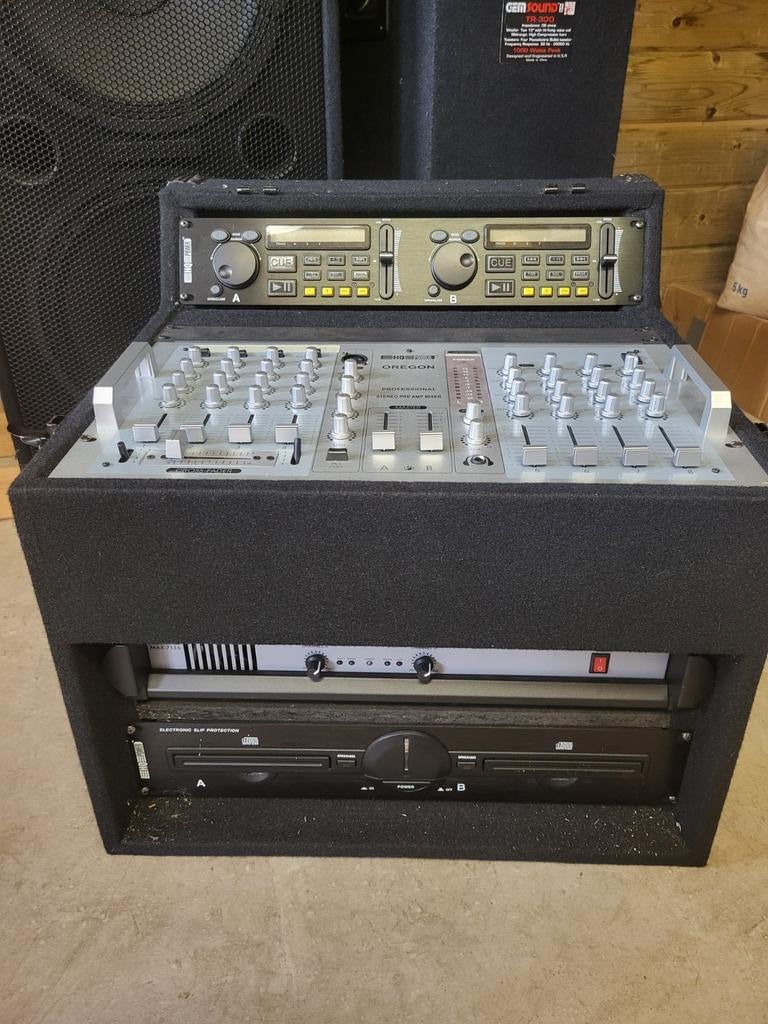 DJ-set met Gemsound PA Speakers + HQ Power Oregon mengtafel, Audio, Tv en Foto, Luidsprekers, Ophalen, Gebruikt, Overige merken