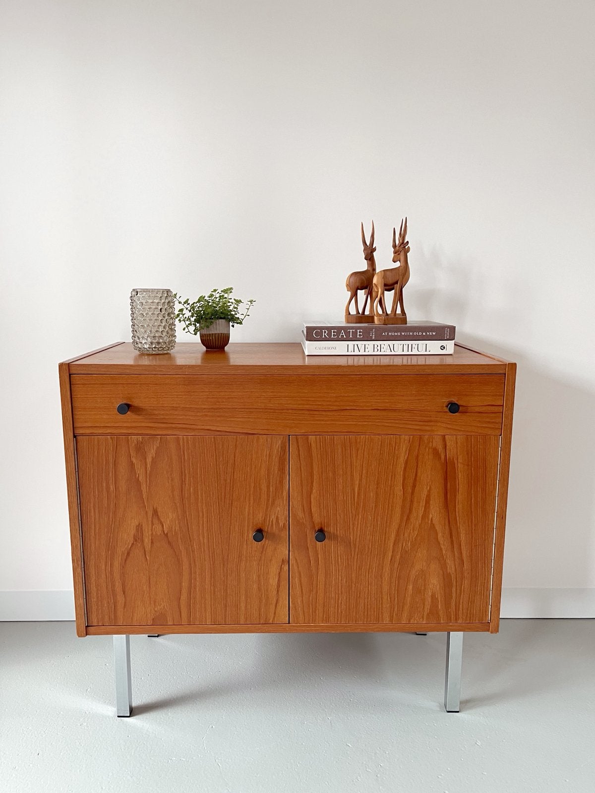 Vintage teakhouten ladekastje, jaren 60/retro, Gebruikt, 3 of 4 laden, Onbekend, Scandinavisch, retro, sixties, midcentury