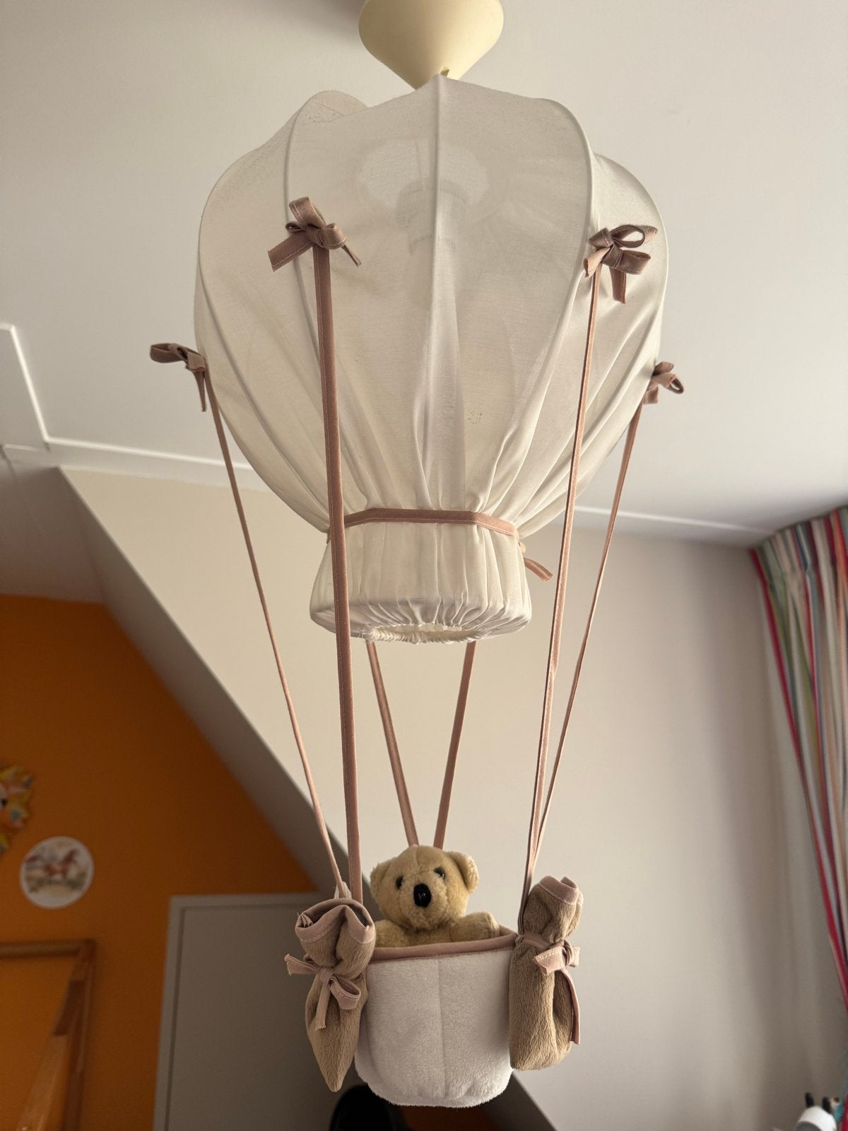 Luchtballon lamp met teddybeer voor kinderkamer, Overige merken, Ophalen of Verzenden, Zo goed als nieuw, Wit