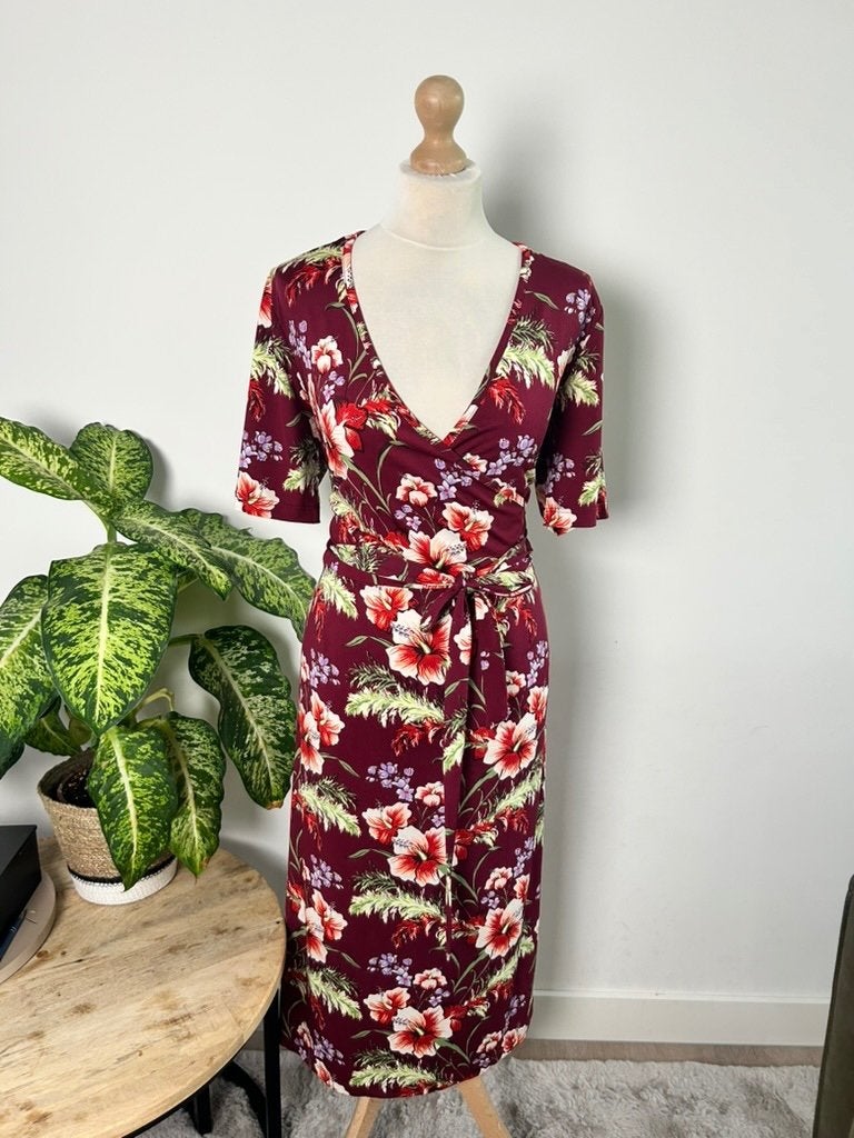 King Louie maat XL bloemen cross jurk 3447