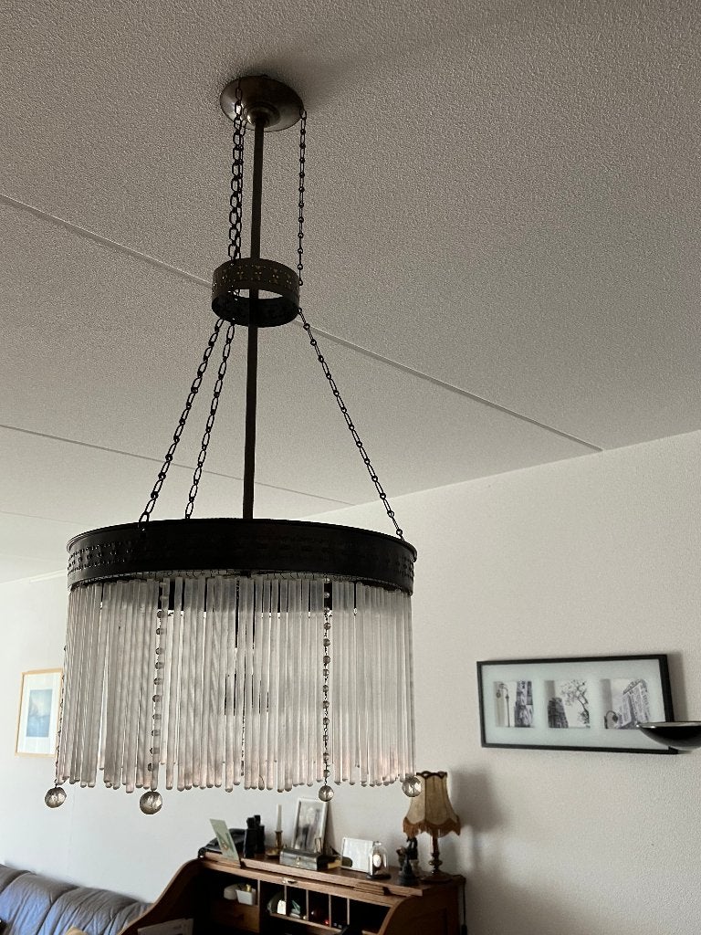 Hanglamp met glazen pegels - jaren ’20 UNIEK, Ophalen of Verzenden