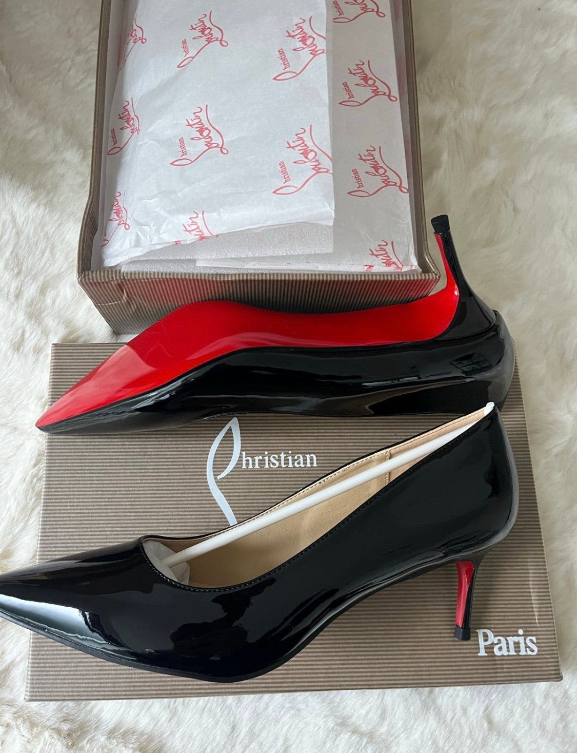 Christian Louboutin hakken 50 mm size / maat 38/39, Schoenen met lage hakken, Zwart, Ophalen of Verzenden, Zo goed als nieuw