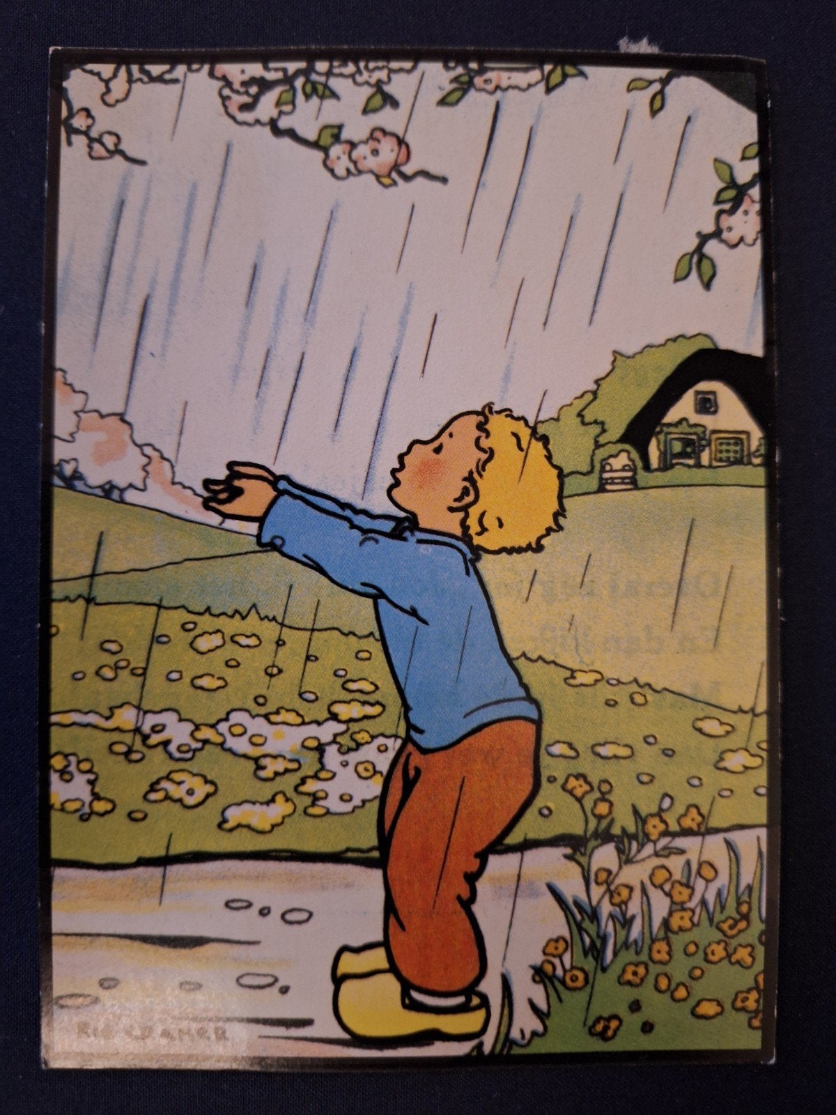 Vintage ansichtkaart Rie Cramer – "Het regent", Ophalen of Verzenden, Gelopen, Kinderen