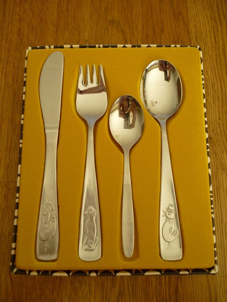 Vintage kinderbestek WMF dieren, Ophalen of Verzenden, Nieuw, Rvs of Chroom, Bestekset