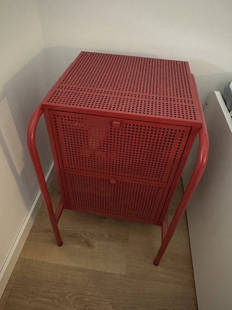 IKEA NIKKEBY Ladenkast Rood, Ophalen, 50 tot 100 cm, Zo goed als nieuw, 3 of 4 laden