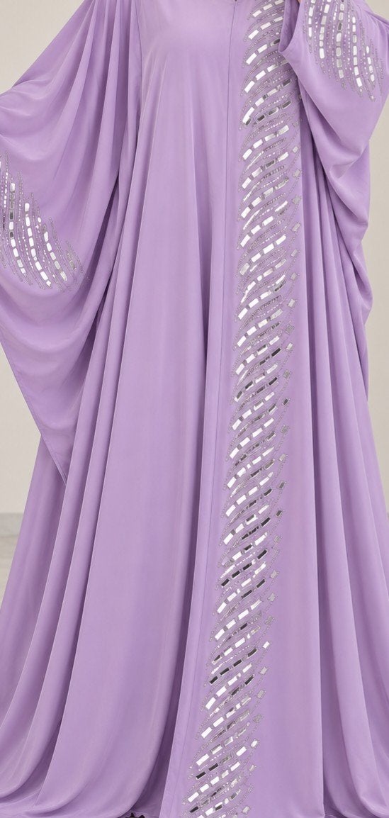Nieuwe Lila Abaya met Zilveren Steentjes - One Size, Ophalen of Verzenden, Nieuw, Maat 46/48 (XL) of groter, Paars