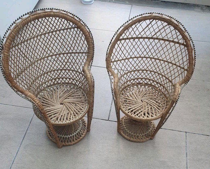 Rotan pauwenstoel poppenstoel rietenstoel, Ophalen of Verzenden, Gebruikt, Overige typen