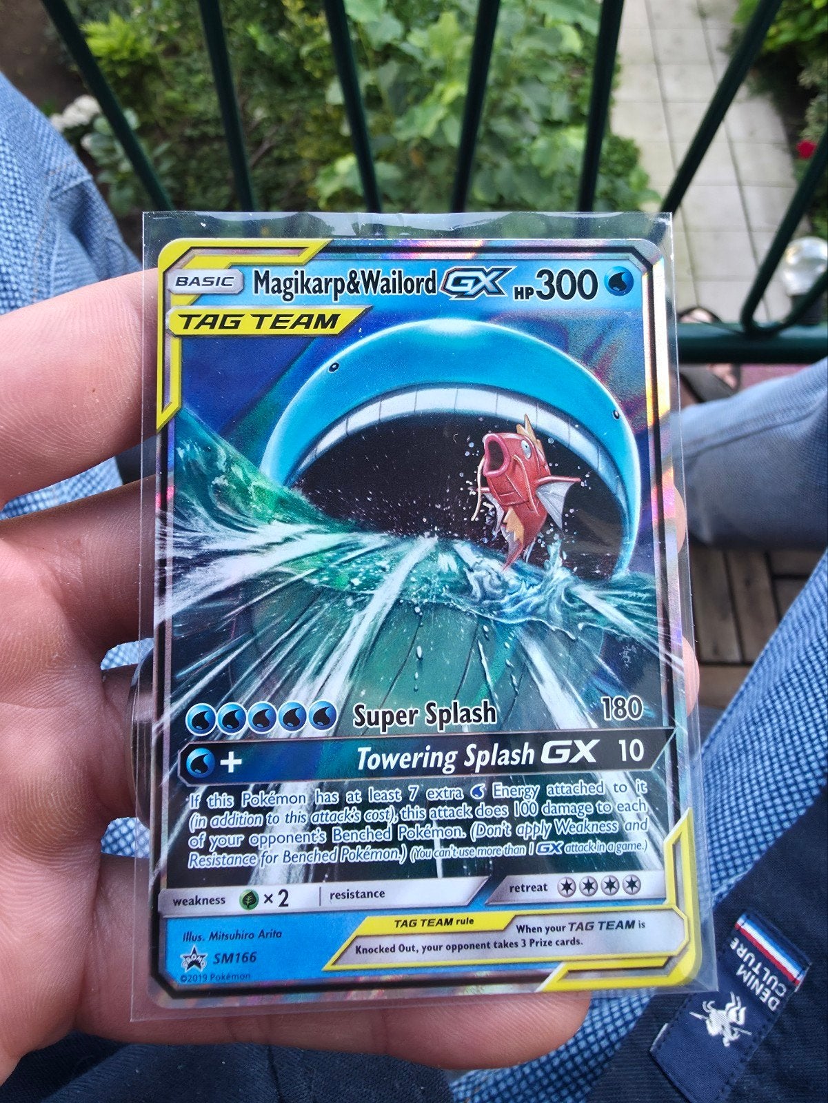 Magikarp & Wailord GX TAG TEAM Pokémon Kaart SM166, Ophalen of Verzenden, Zo goed als nieuw, Losse kaart, Foil