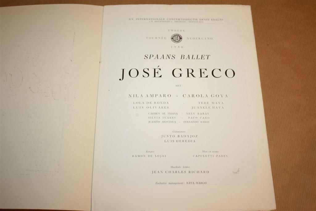 Programmaboek Spaans Ballet José Greco. 1950, Ophalen of Verzenden, Gelezen, Watersport en Hengelsport