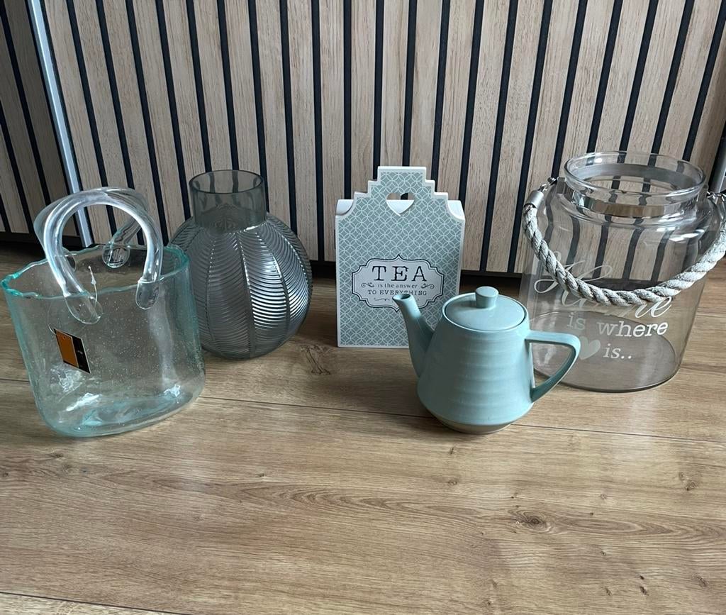 Woonaccessoires groen. Vazen, koffiepotje, theedoos, Ophalen, Zo goed als nieuw