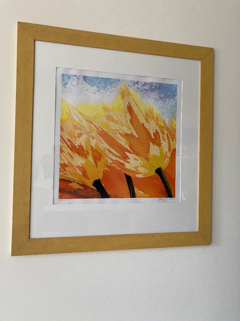 Paul Brand zeefdruk Tulips handgesigneerd, Antiek en Kunst, Ophalen, Passe-partout, Papier/karton, Zeefdruk