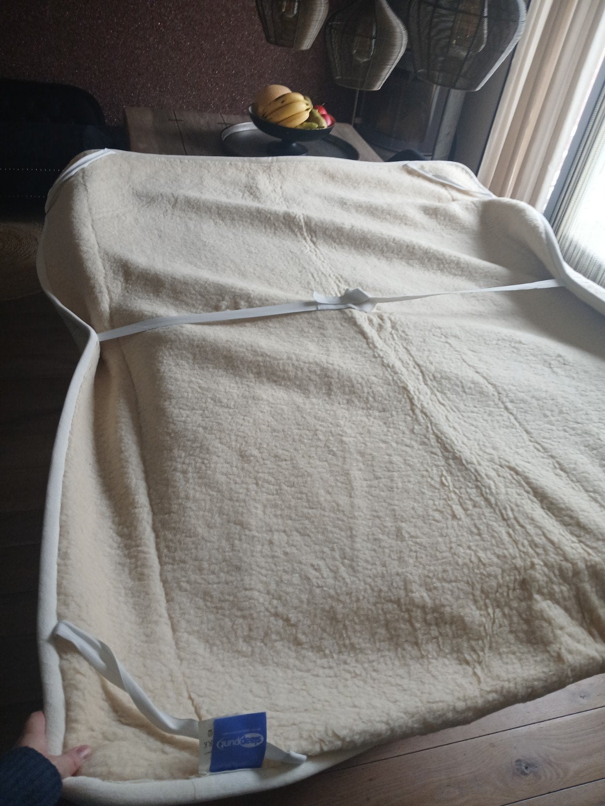 Z.G.A.N. Slaappunt 100% wollen onderdeken 160x180cm, Ophalen, Wit, Ademend, Overige typen