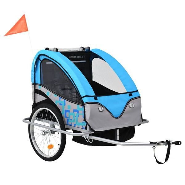 vidaXL Fietstrailer & Kinderwagen 2-in-1 | Blauw/Grijs, Ophalen, Zo goed als nieuw, Kinderkar, 40 tot 60 kg