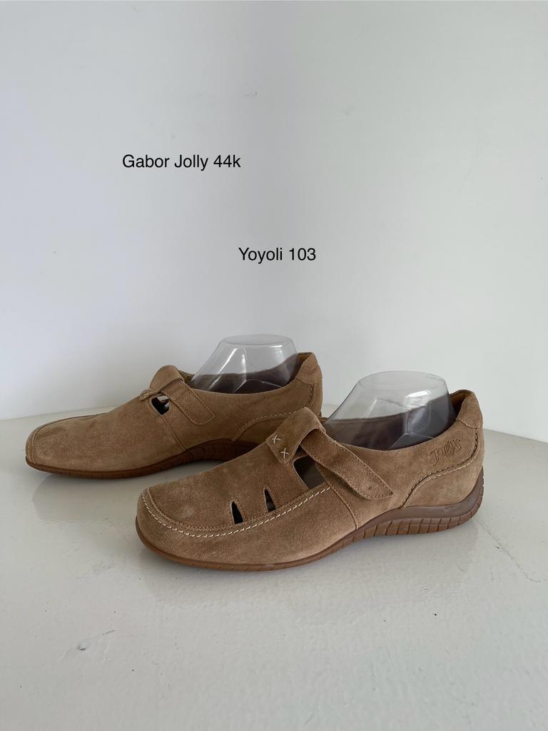 103) Gabor Jollys 44 K suède leren, Bruin, Zo goed als nieuw, Sandalen of Muiltjes, Ophalen of Verzenden