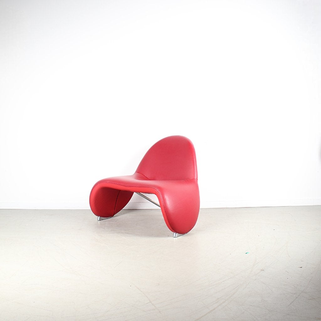 1x Leolux Sella Fauteuil Rood – Leer, Huis en Inrichting, Fauteuils, Niet ingevuld, Niet ingevuld, Ophalen of Verzenden, Zo goed als nieuw