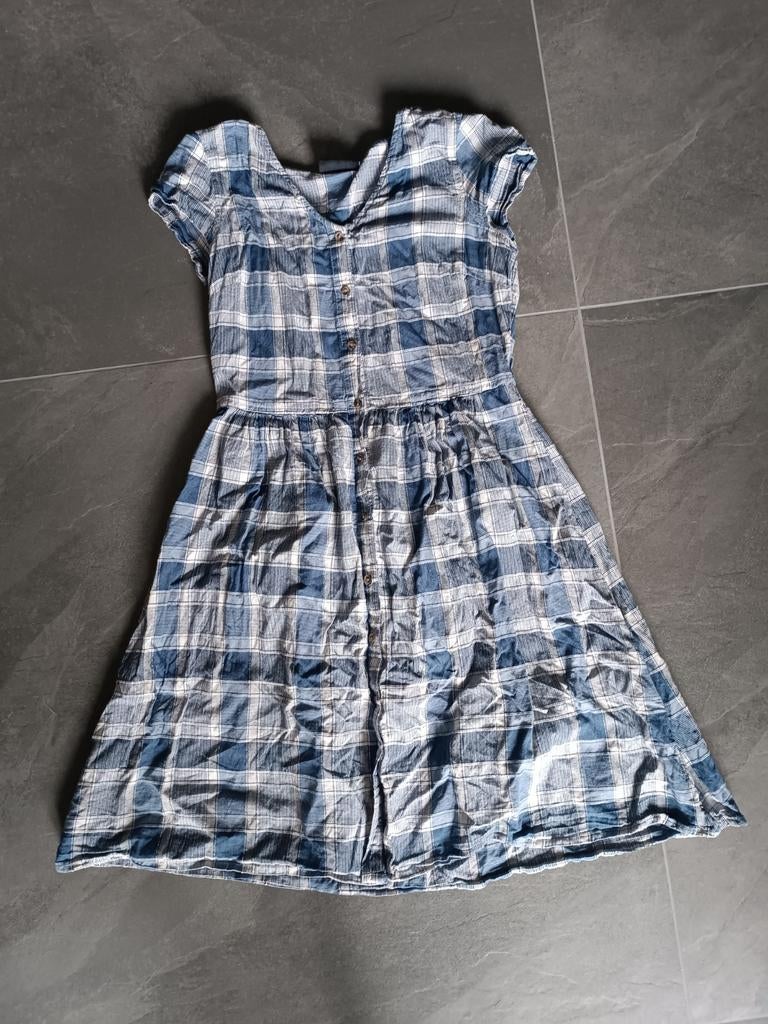 Yessica fit and flare jurkje met ruitjes, Blauw, Ophalen of Verzenden, Zo goed als nieuw, Maat 36 (S)