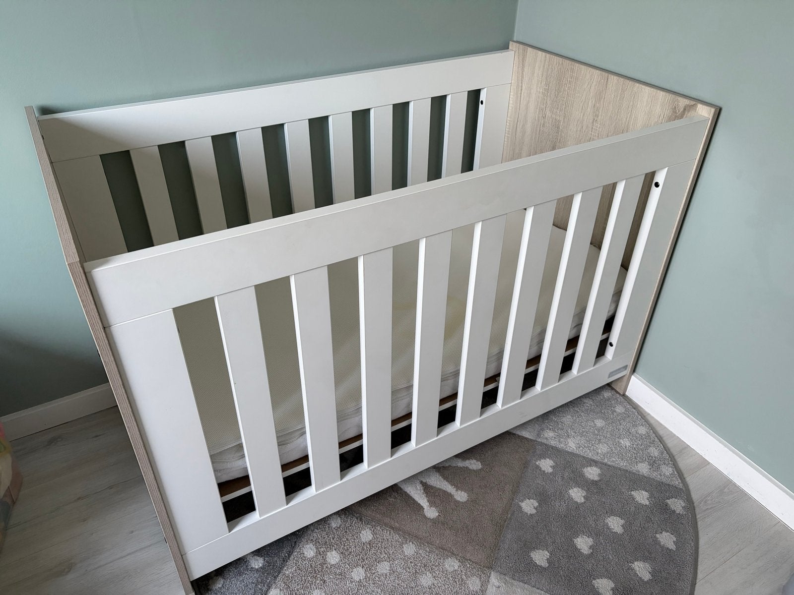 Interbaby Kinderledikant 60x120 cm Wit/Licht Eiken, Kinderen en Baby's, Ophalen, Zo goed als nieuw, Ledikant