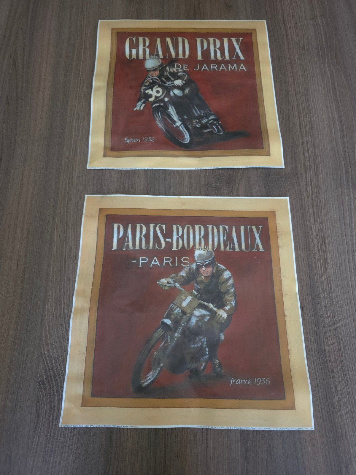 Set van 2 vintage motorrace posters, Minder dan 50 cm, Gebruikt, Ophalen of Verzenden, Print