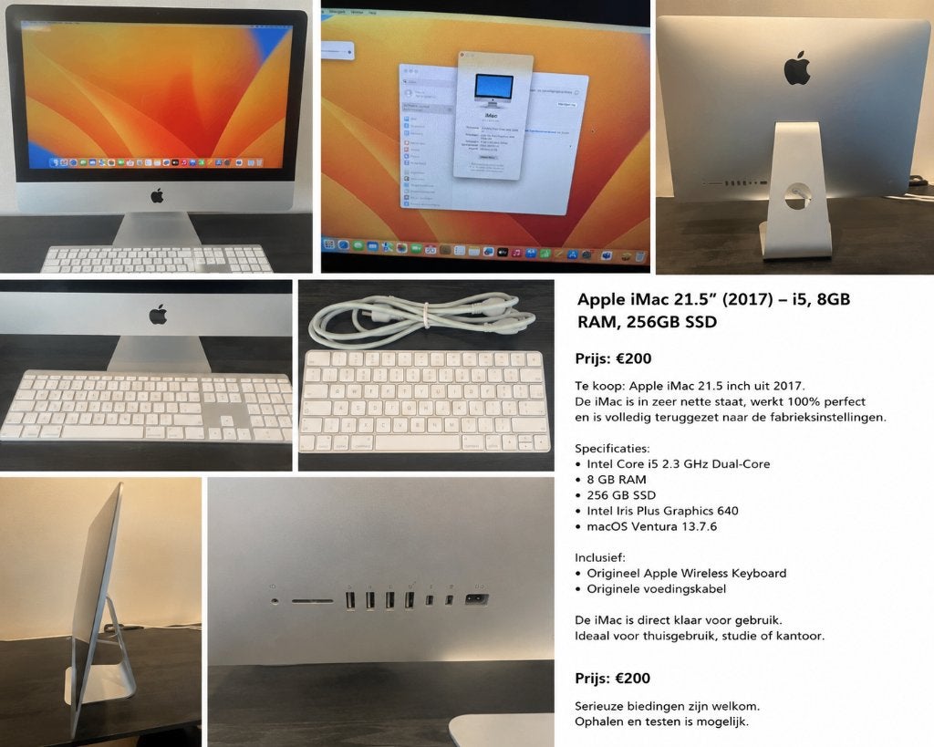 Apple iMac 21.5" 2017 | i5 | 8GB | 256GB SSD, Computers en Software, Apple Desktops, Gebruikt, iMac, SSD, 2 tot 3 Ghz, Ophalen of Verzenden