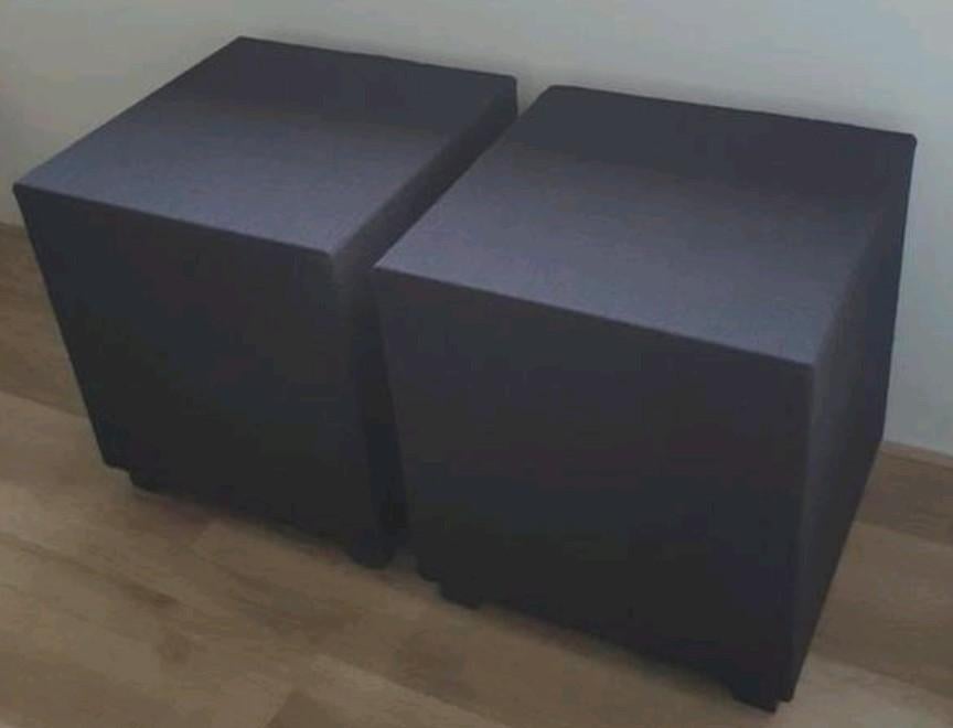 Set van 2 kubus poefs / bijzettafels - zwart, Huis en Inrichting, Banken | Voetenbanken en Poefen, Ophalen, Minder dan 50 cm, Vierkant