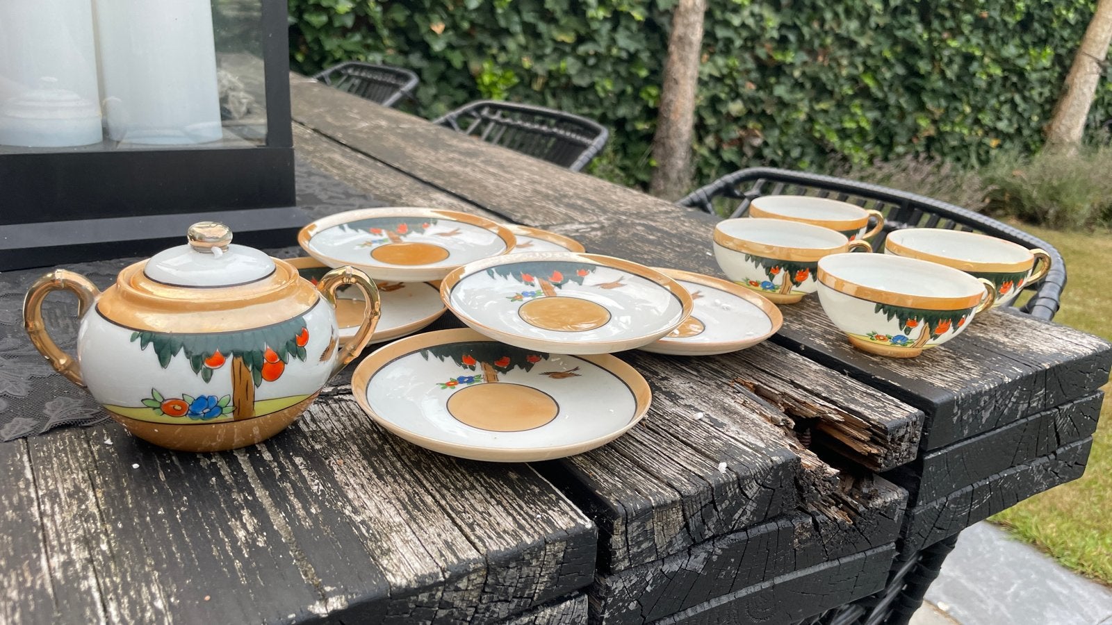 Vintage Porseleinen Servies - Theepot, Kopjes & Schotels, Ophalen