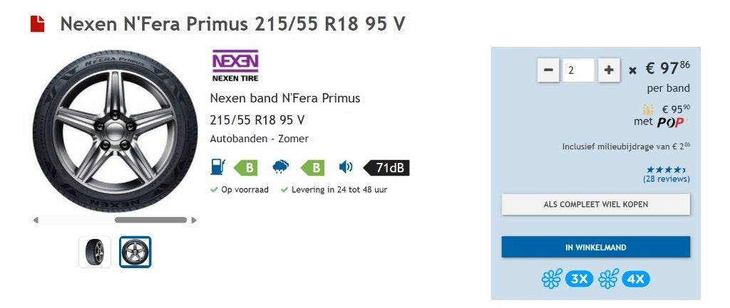 4 x Nieuwe banden Nexen N Fera Primus 215/55/R18 95V, Auto-onderdelen, Ophalen, 18 inch, 215 mm, Nieuw
