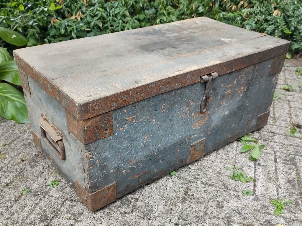 Stoere Vintage Legerkist 62x31x27 cm., Huis en Inrichting, Minder dan 50 cm, Gebruikt, 50 tot 100 cm, 5 – 50