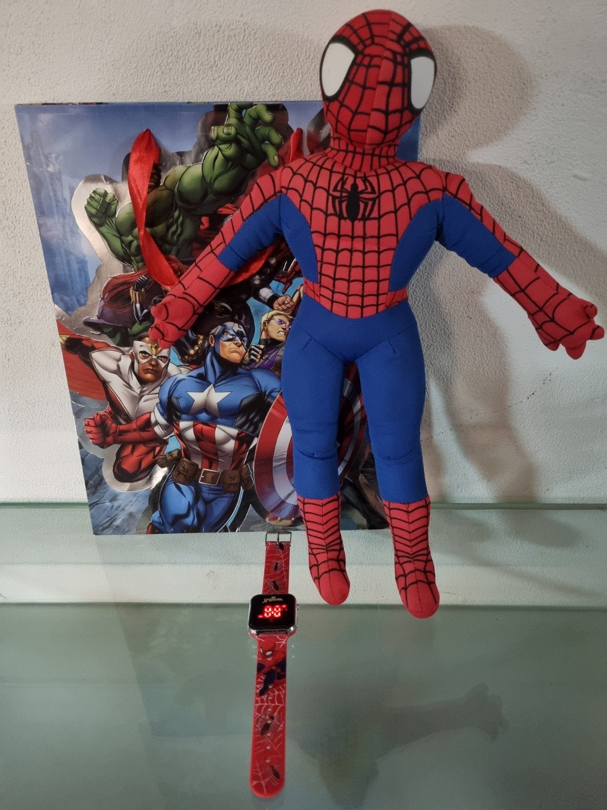 Orig,Marvel, SPIDER-MAN SET, POP 40cm+HORLOGE+TAS,CadeauTip!, Ophalen of Verzenden, Zo goed als nieuw