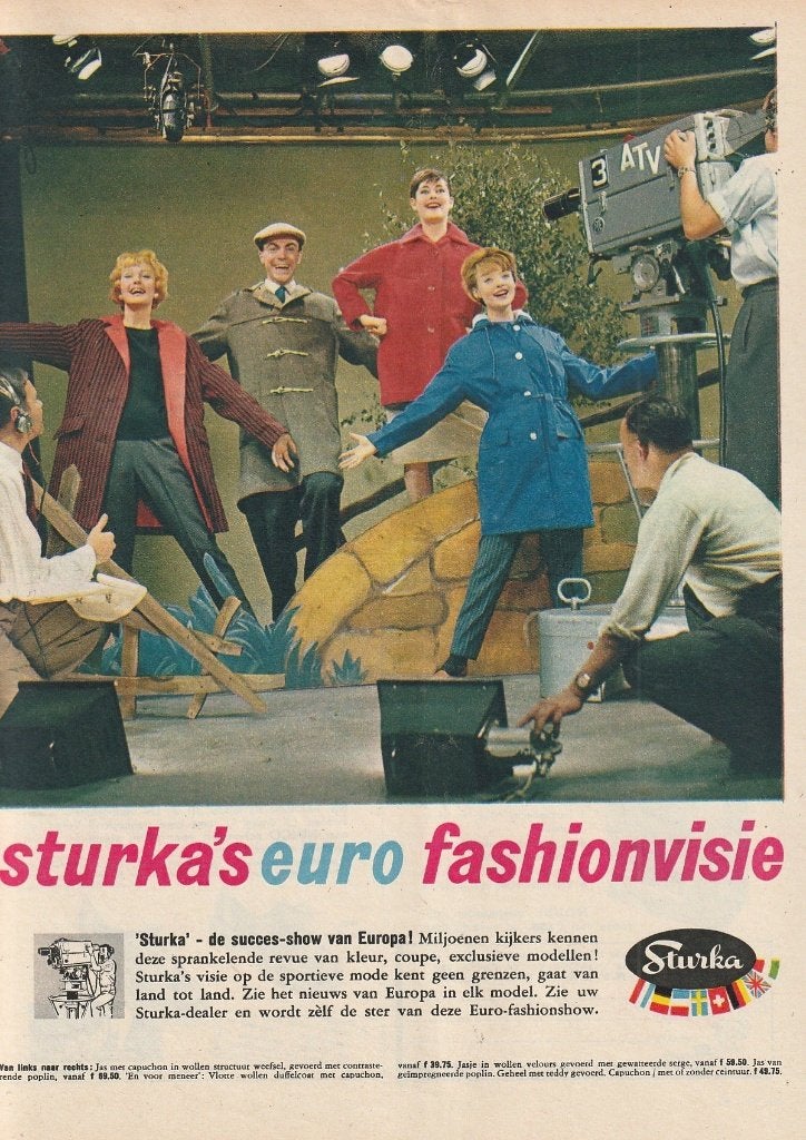 retro reclame 1958 Sturka herenjassen & damesjassen, Verzamelen, Verzenden, Overige typen