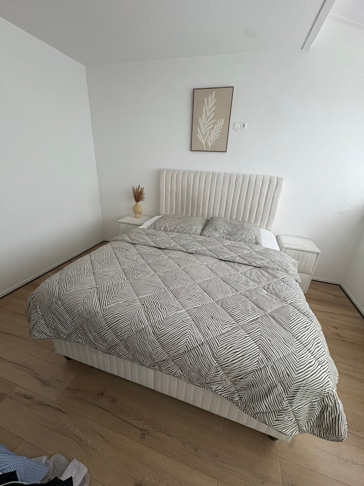 Luxe complete boxspring, Beige, Tweepersoons, Stof/teddy, Ophalen of Verzenden