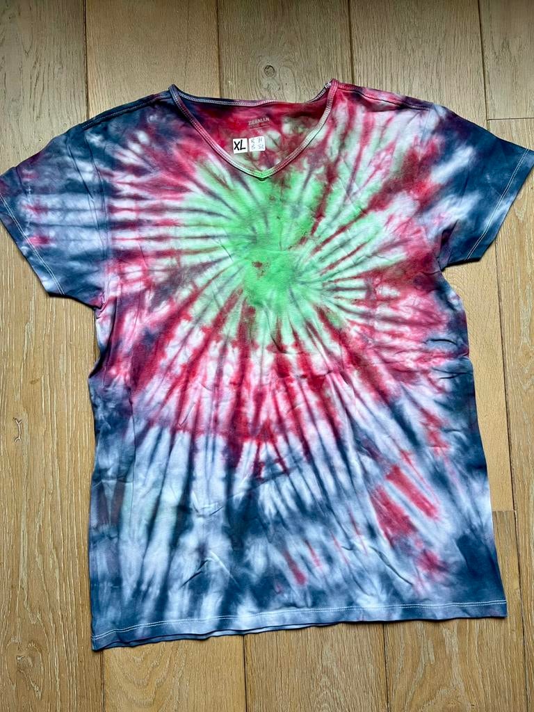 Hippie TIE DYE Shirt XL Handgeverfd dus uniek Festival beach, Ophalen of Verzenden, Nieuw, Maat 56/58 (XL), Blauw