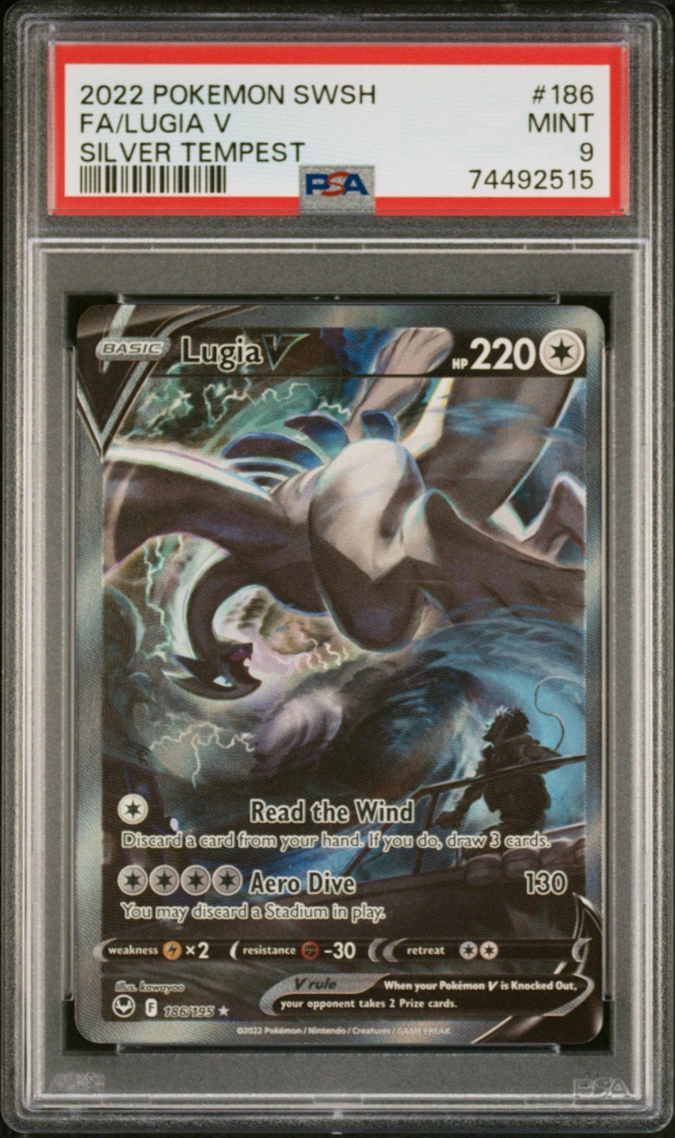 Pokemon Lugia V alt art Silver Tempest 2022 #186 PSA 9, Hobby en Vrije tijd, Verzamelkaartspellen | Yu-gi-Oh!, Ophalen of Verzenden